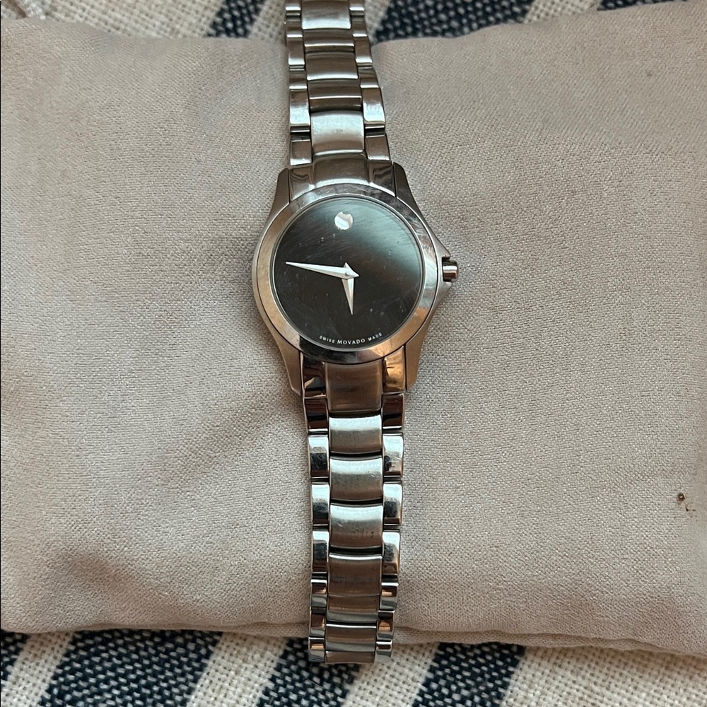 Movado Black and Silver Watch